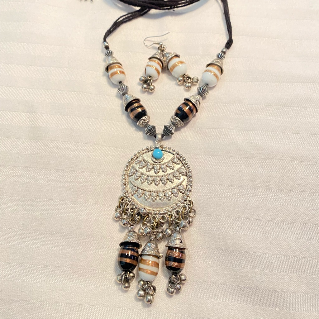 German Silver Necklace With Earrings